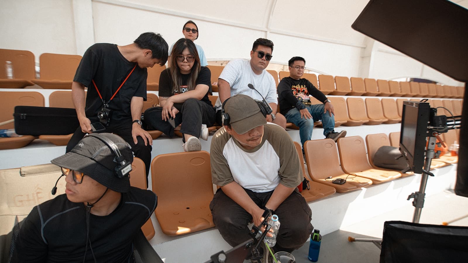 Nam Hi and crew on set